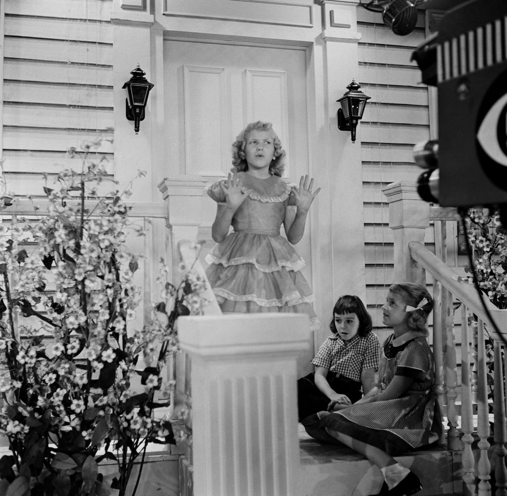 NEW YORK - OCTOBER 18,1953: Gayla Peevey performs on the "Toast of the Town" show hosted by Ed Sullivan at the Maxine Elliott Theater in New York, New York. (Photo by Steve Oroz/Michael Ochs Archives/Getty Images)