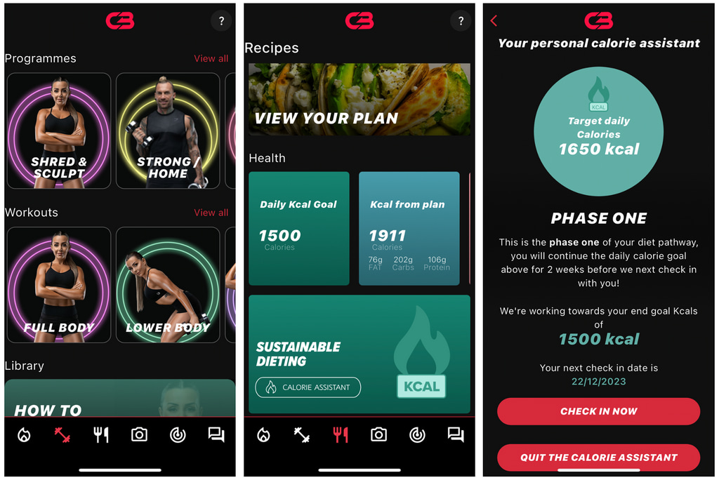 Log your workouts and plan meals with the app
