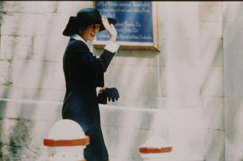 Princess Diana waving to crowds at Sarah and Daniel's wedding, weeks after Charles' affair confession