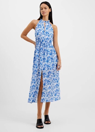 marks and spencer blue floral dress 