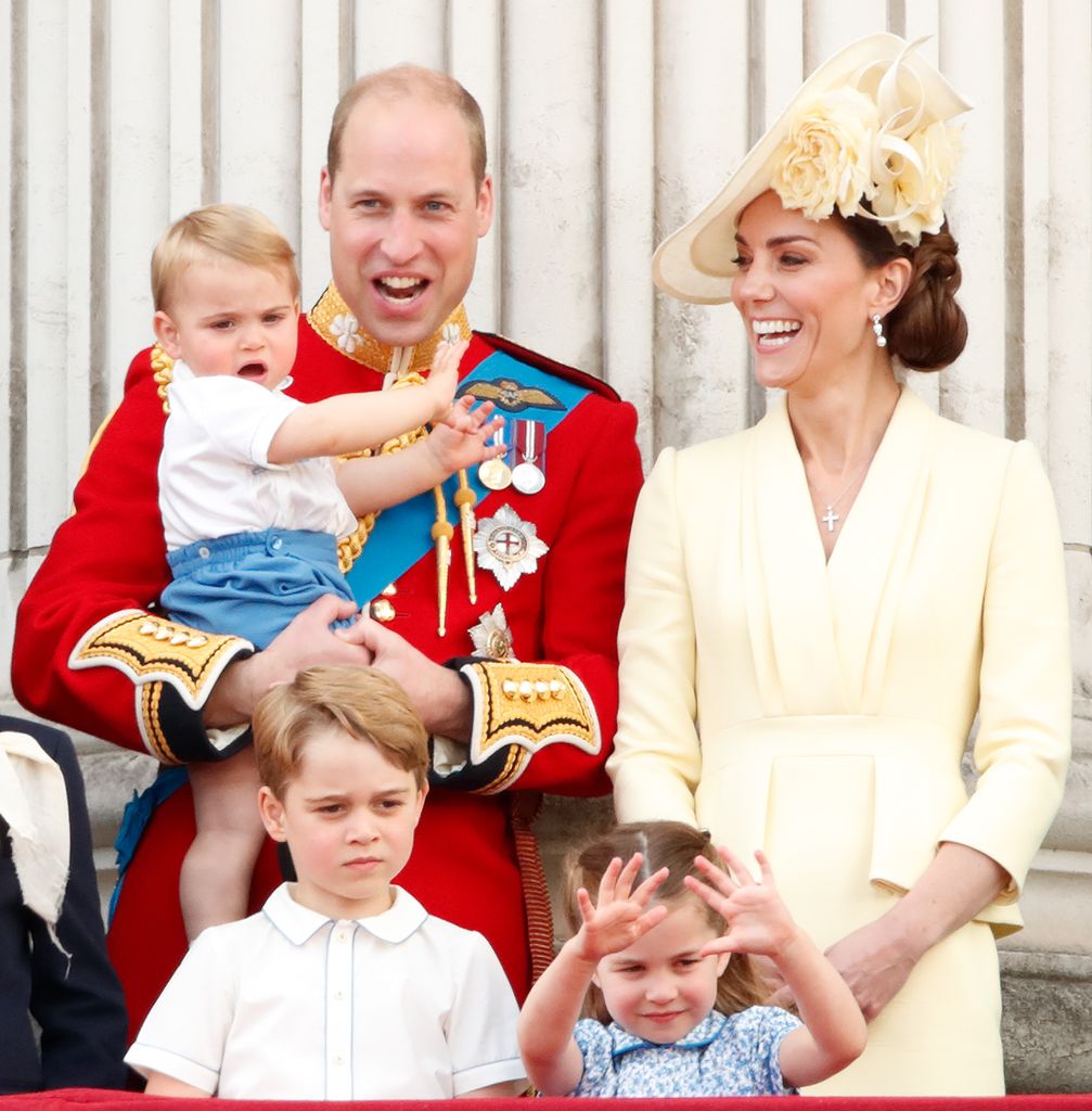The Wales family on the balcony of Buckingham Palace back in 2019