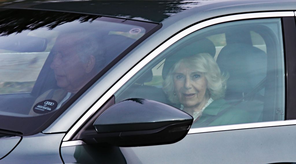 King Charles drives Camilla to and from Crathie Church - 16 Apr 2023