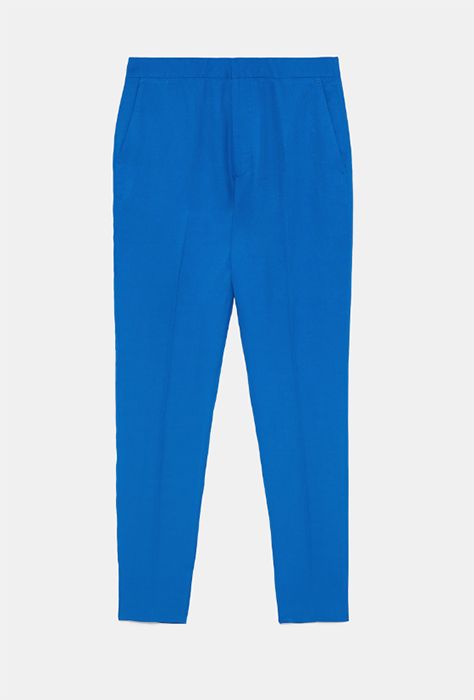 blue trousers zara