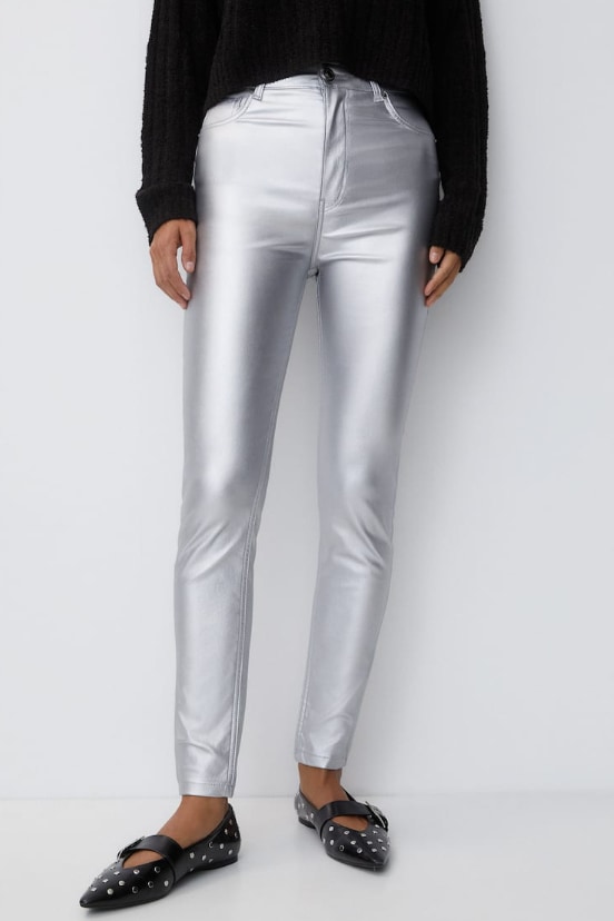 pull and bear silver trousers 