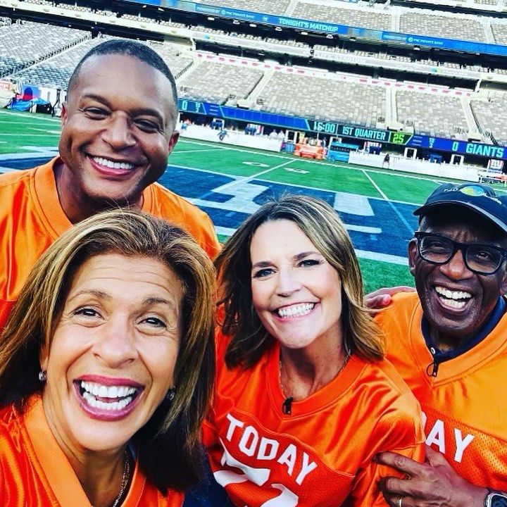 The hosts of the Today Show take a selfie at the MetLife Stadium
