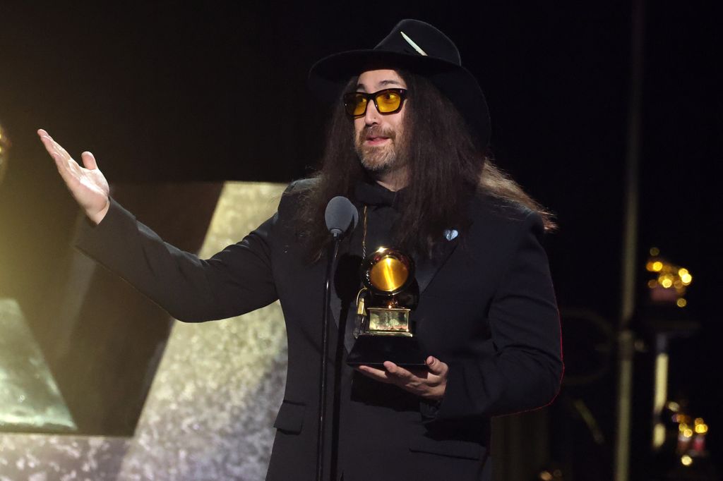 Sean Ono Lennon accepts the Best Rock Performance award on behalf of The Beatles for "Now and Then" onstage during the 67th GRAMMY Awards Premiere Ceremony at Peacock Theater on February 02, 2025 in Los Angeles, California.