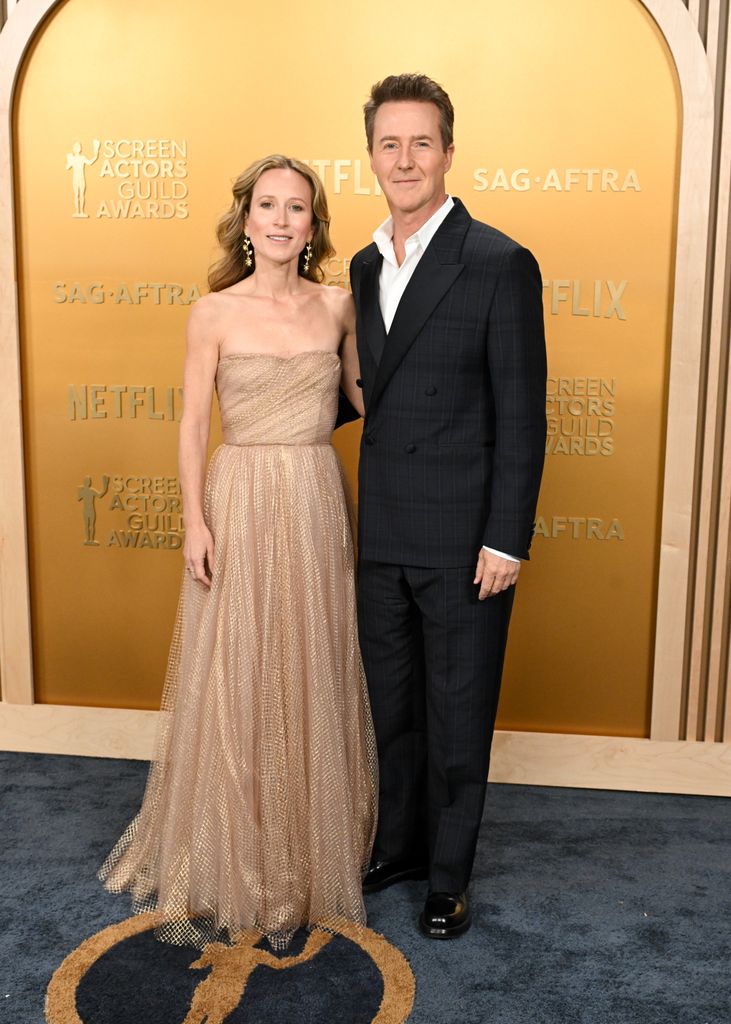 Shauna Robertson, Edward Norton at the 31st Screen Actors Guild Awards held at Shrine Auditorium and Expo Hall on February 23, 2025 in Los Angeles, California