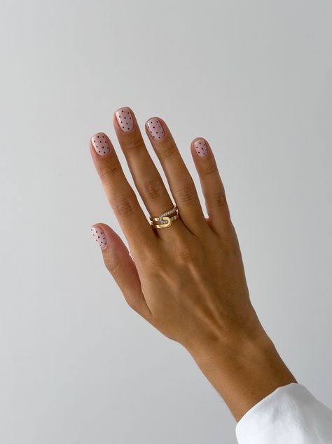 polka dot beige nail manicure 