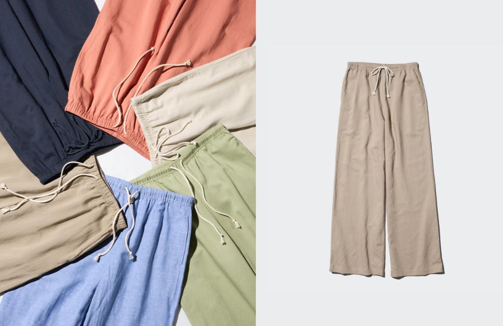 Uniqlo easy blend linen pull up trousers