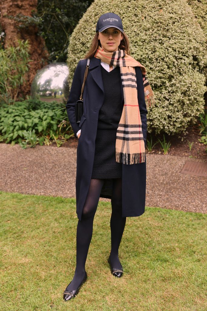 Lady Sabrina Percy: Baseball cap, Burberry scarf, ballerina flats - the ultimate posh-weather layering lesson