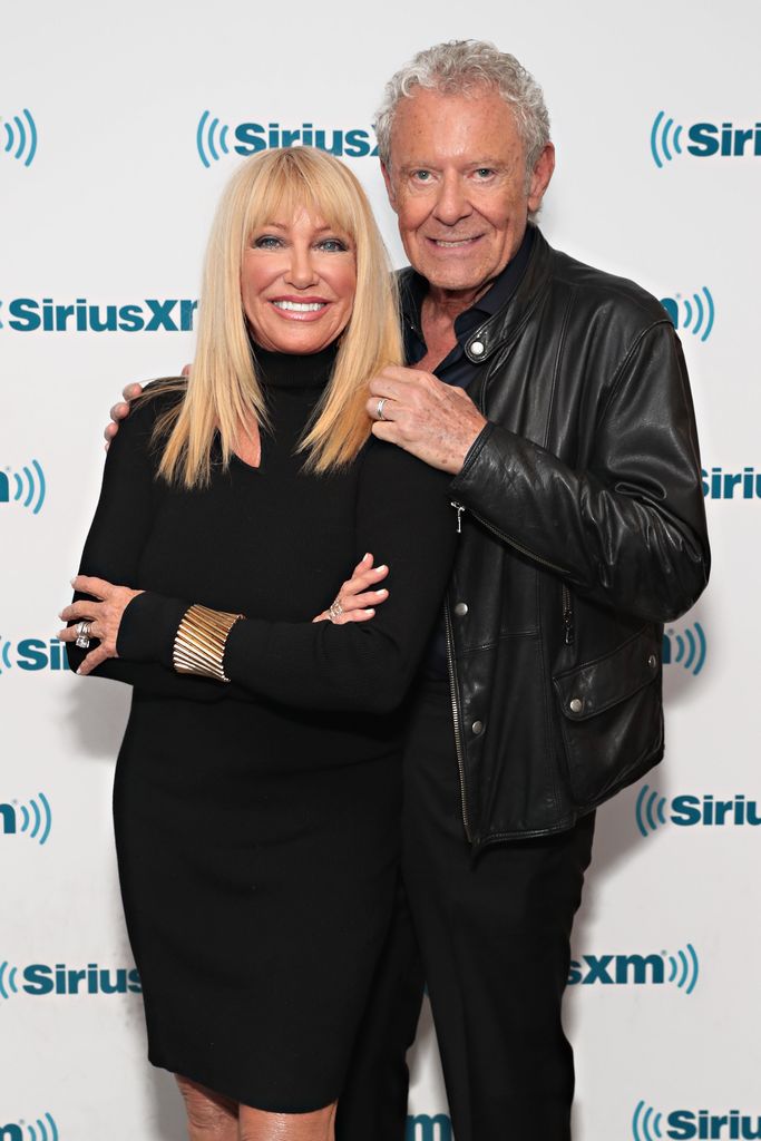 Suzanne Somers and husband Alan Hamel visit the SiriusXM Studios on November 15, 2017 in New York City