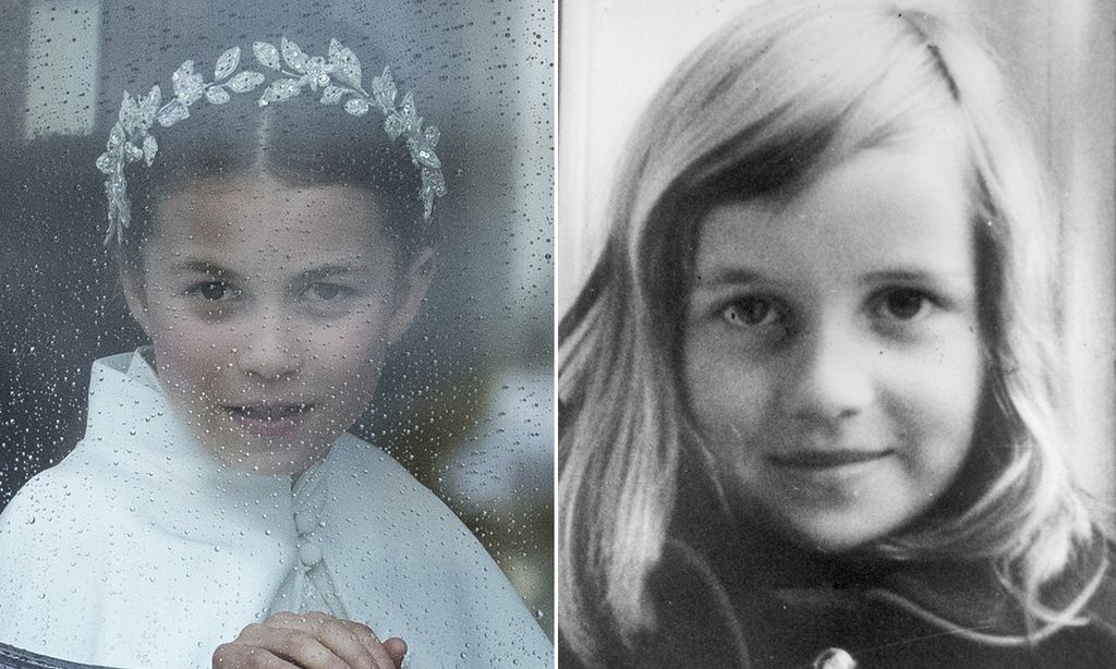Princess Charlotte looks cute at the coronation, compared to a young picture of Diana