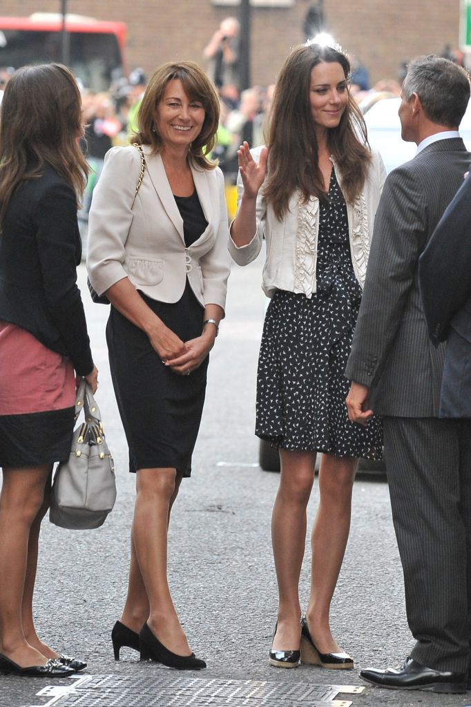 Kate Middleton pictured arriving at the Goring Hotel with her mother Carole Middleton and her sister Pippa Middleton