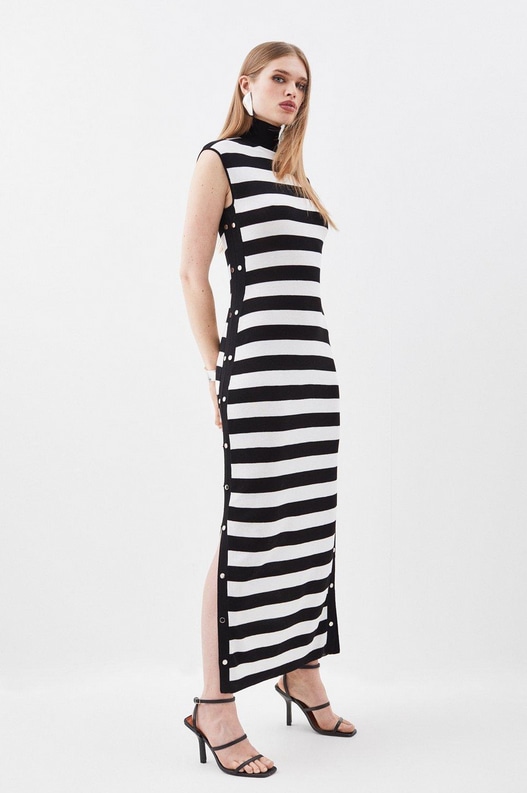 meghan markle black white striped dress dupe karen millen