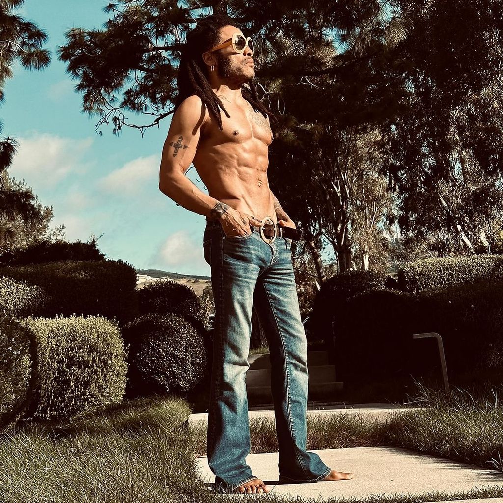 Lenny Kravitz shares a shirtless photo on Instagram