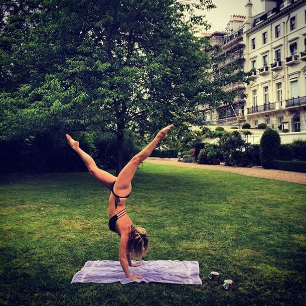 Rachel Hunters yoga pose