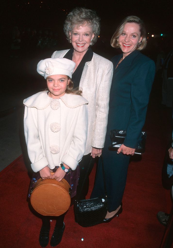 Actress June Lockhart, daughter Lizabeth Lockhart and granddaughter attend the Radio City Christmas Spectacular Opening Night on December 11, 1998 at the Universal Amphitheatre in Universal City, California.