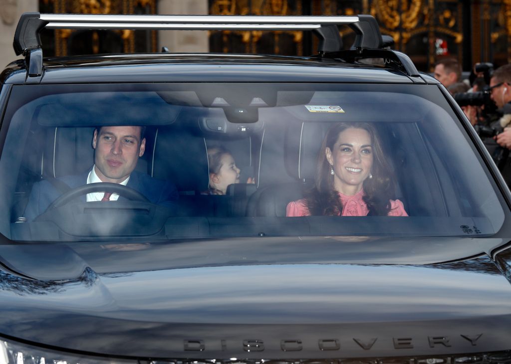 Prince William and Kate Middleton in car