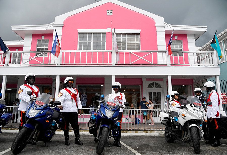 bahamas pink building