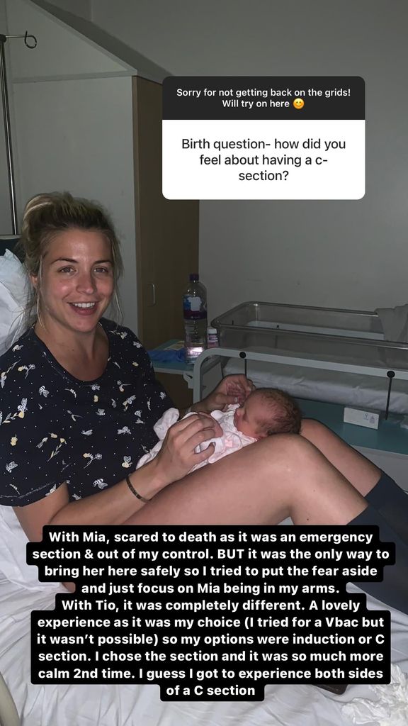 Gemma Atkinson in the hospital with her newborn daughter Mia