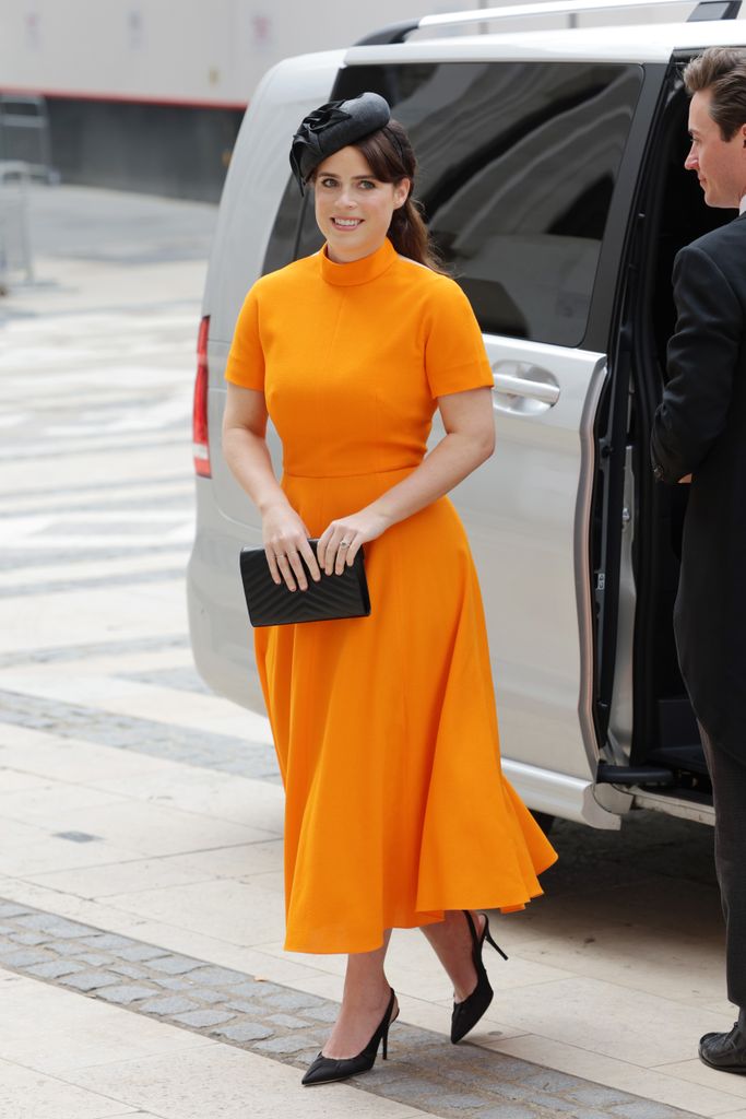 Princess Eugenie wearing orange dress to celebrate Queen's Platinum Jubilee