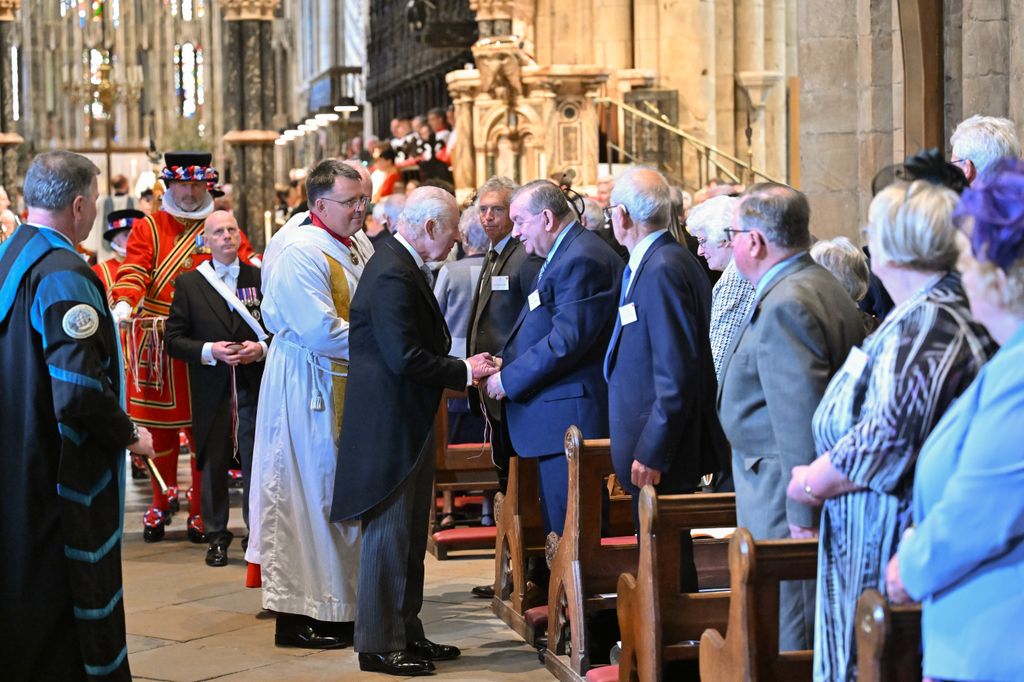 King Charles meeting members of congregation at Durham cathedral
