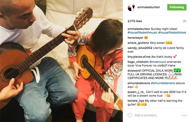 emma bunton's son beau plays guitar with dad jade