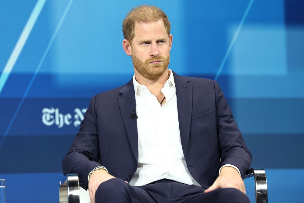 Prince Harry, The Duke of Sussex, looks out into the crowd during the New York Times annual DealBook summit at Jazz at Lincoln Center on December 04, 2024 in New York City