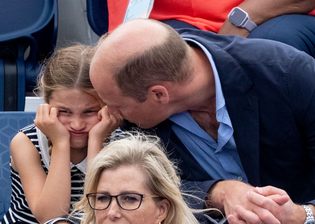 Princess Charlotte and Prince William chatting at the Commonwealth Games in 2022