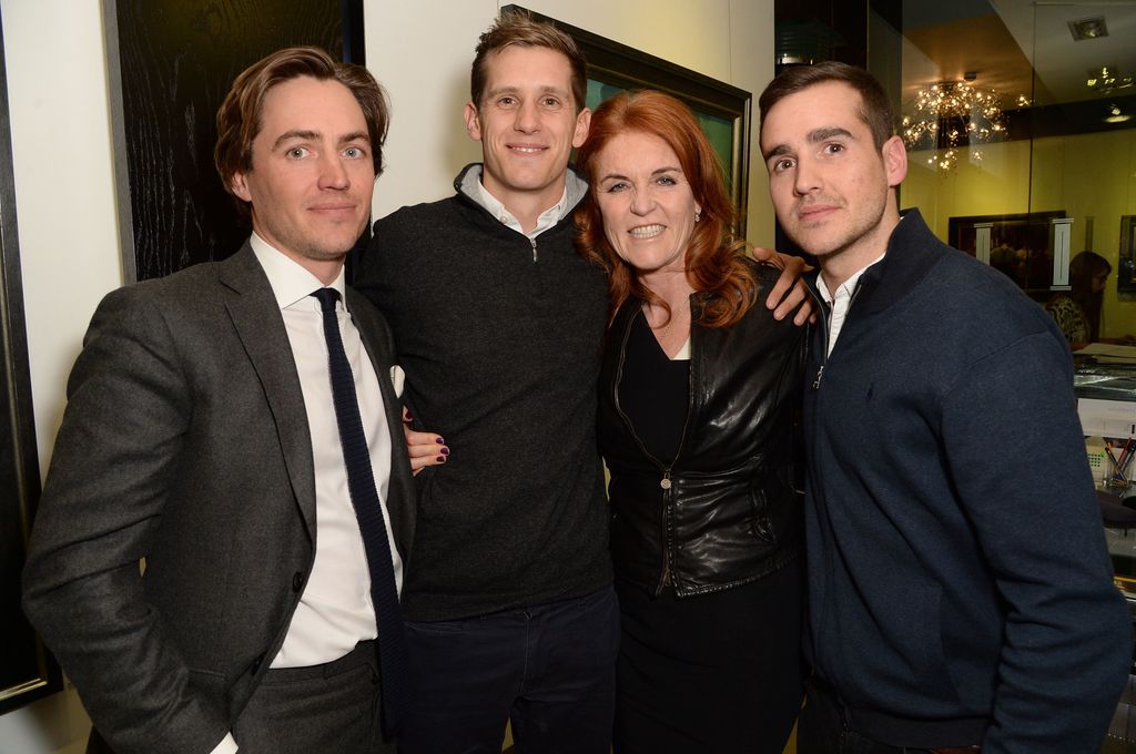 Alby, Edoardo's stepbrother and Sarah Ferguson's godson can be seen with his arm around his godmother 