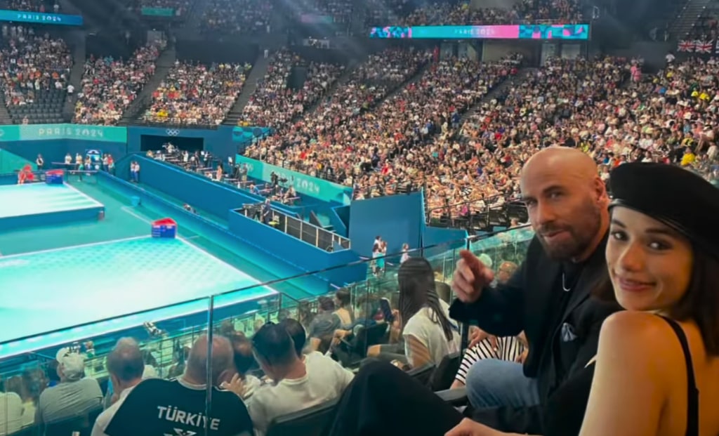 Photo shared by John Travolta on Instagram August 11, 2024 of him with his daughter Ella at the 2024 Olympics in Paris