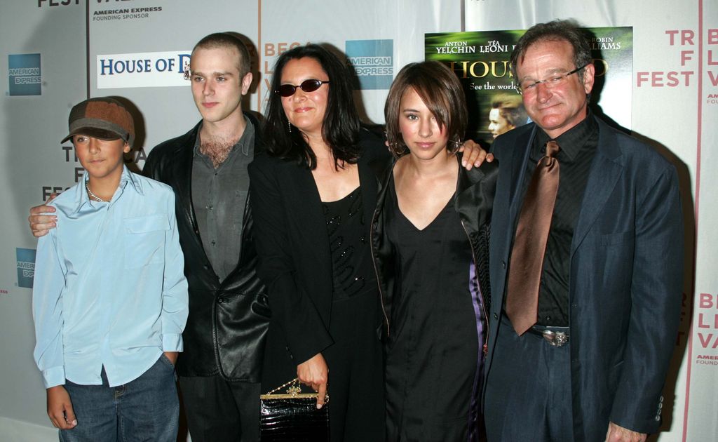 The Williams Family(right to left)Robin Williams, daughter Zelda, wife Marcia, son Cody and son Zac at the Tribeca Performing Arts Center in New York City, New York 