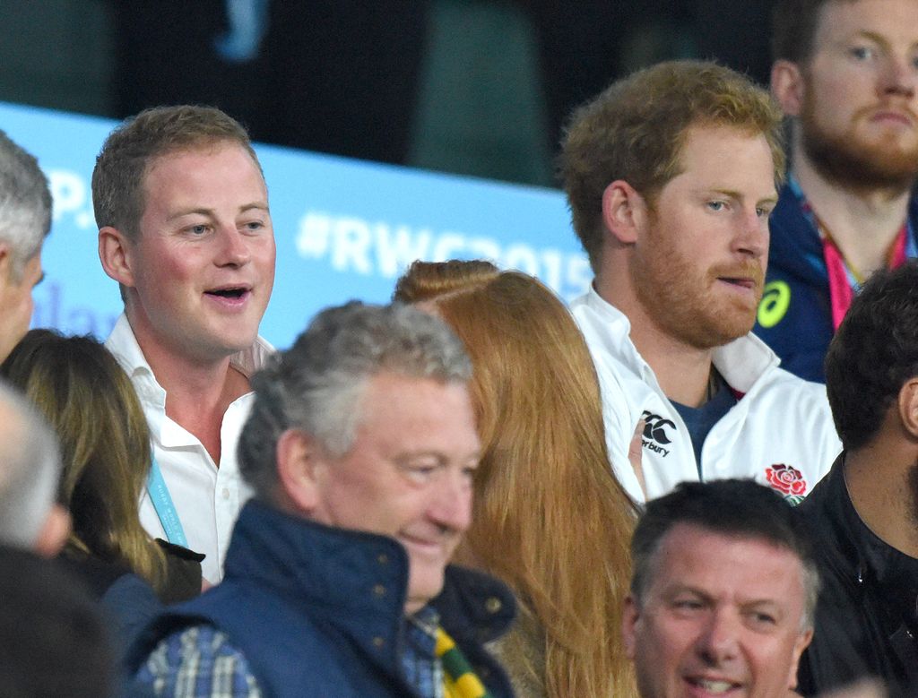 Guy Pelly and Prince Harry at a rugby match