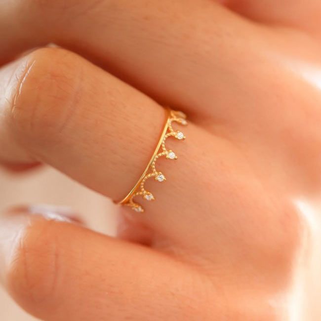 dainty crown ring