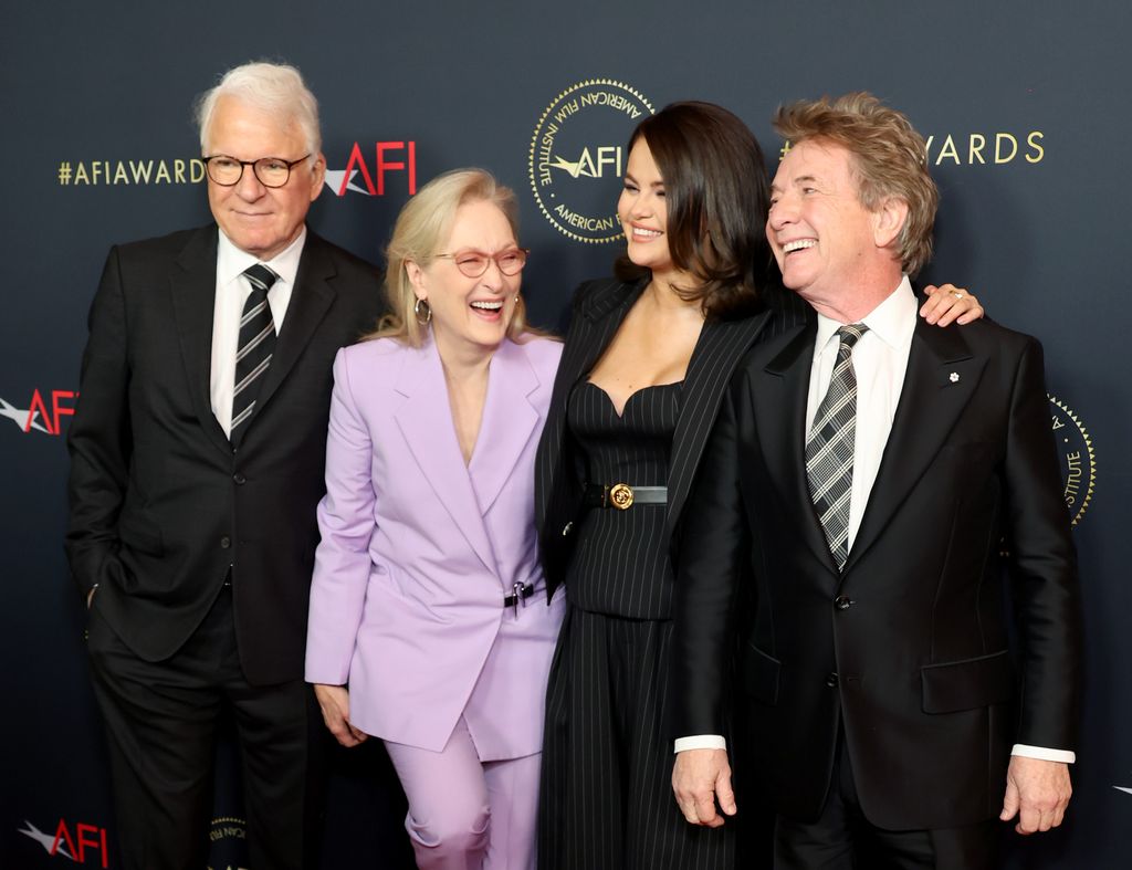 Steve Martin, Meryl Streep, Selena Gomez and Martin Short attend the AFI Awards Luncheon at Four Seasons Hotel Los Angeles at Beverly Hills on January 12, 2024