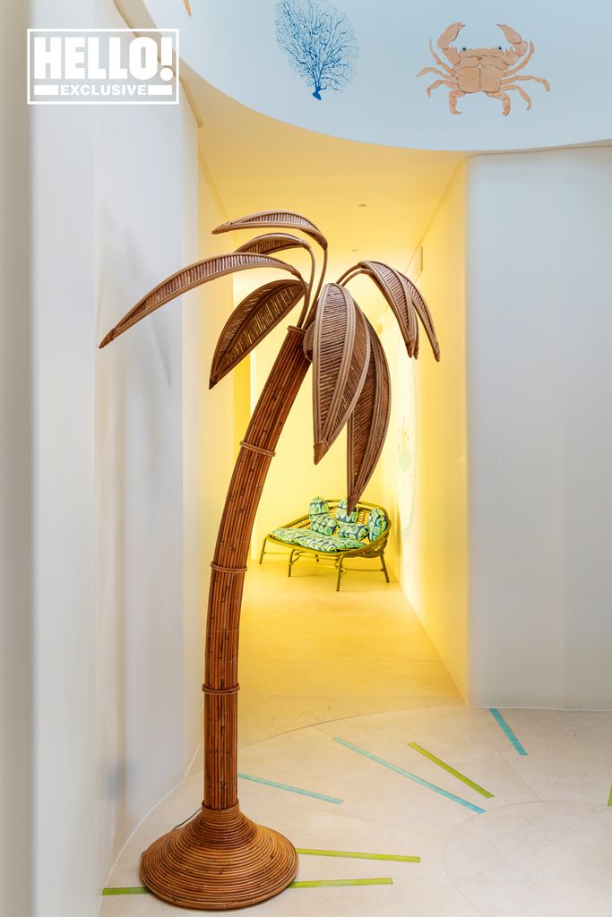 Wooden palm tree inside home