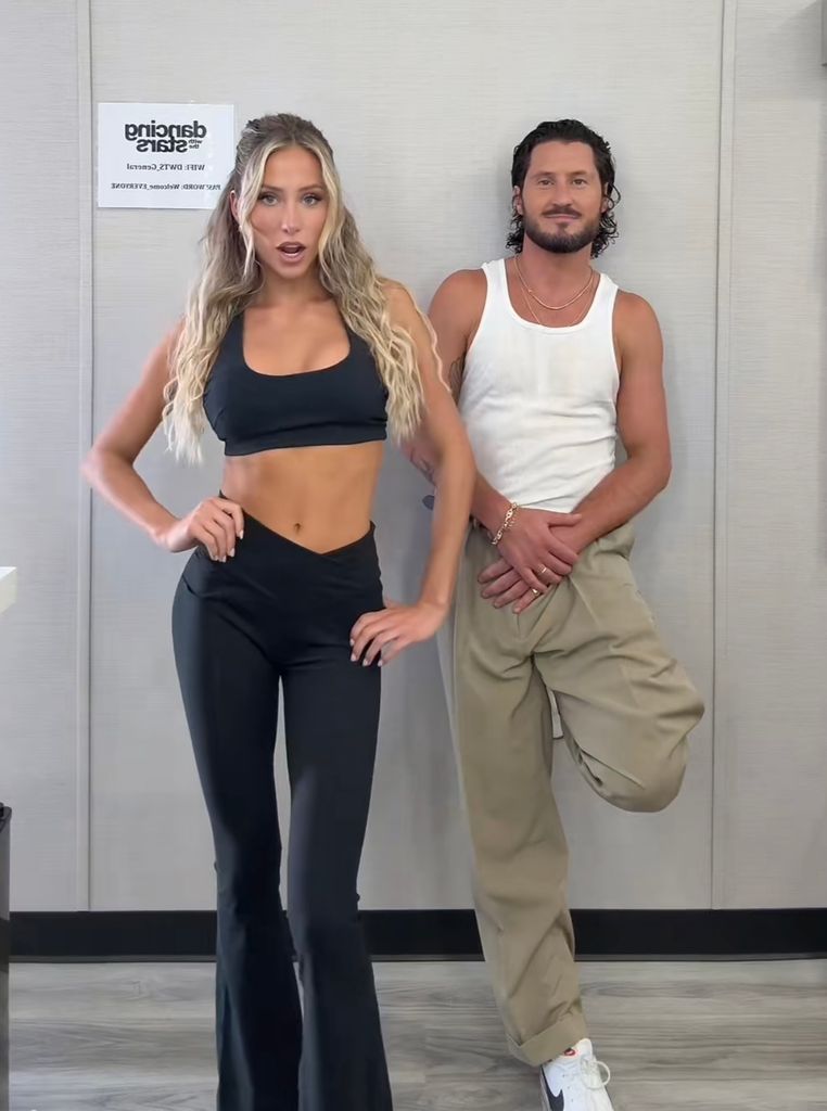 Alix Earle sports Popflex’s Crisscross Hourglass Flared Leggings before performing on DWTS