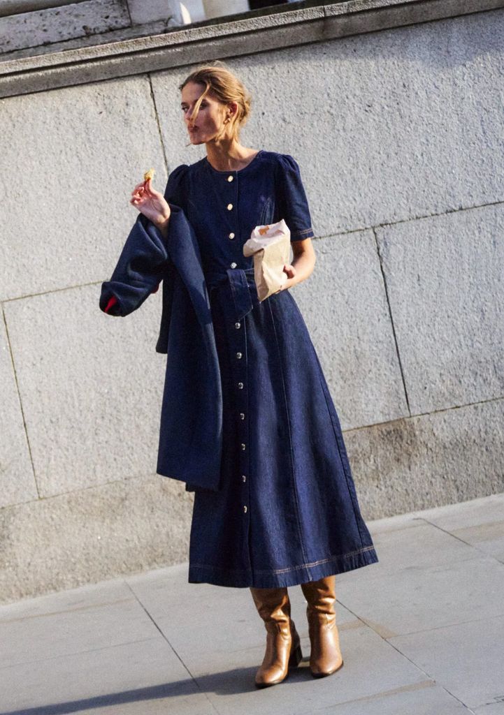 Boden Button Detail Denim Dress