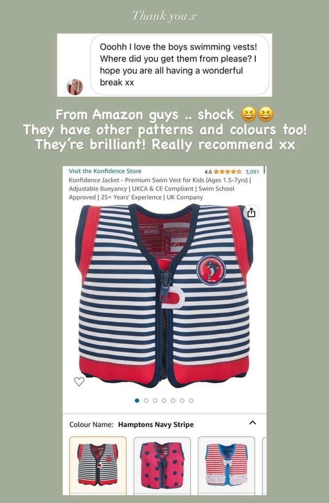 Konfidence Swim jacket shared by Mrs Hinch on Instagram