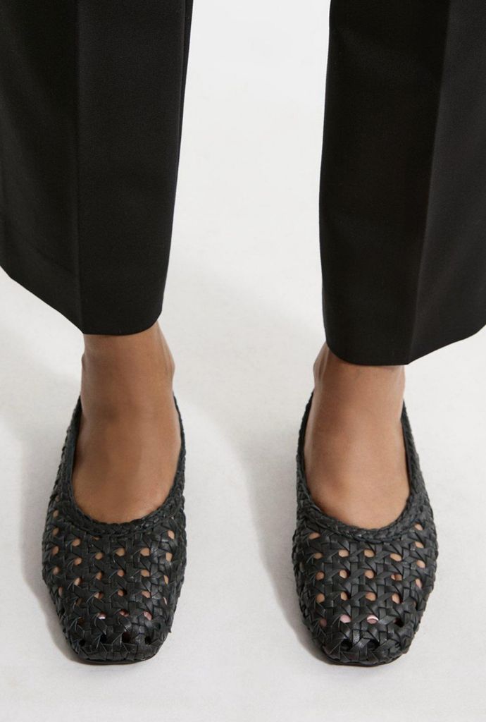 Karen Millen Leather Woven Ballet Pump