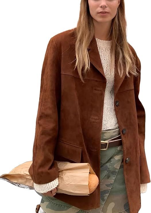 A&M Express Brown Suede Oversized Blazer