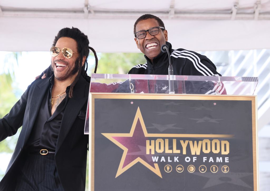 Denzel Washington speaks at the Lenny Kravitz Hollywood Walk of Fame Star Ceremony on March 12, 2024 in Hollywood, California.