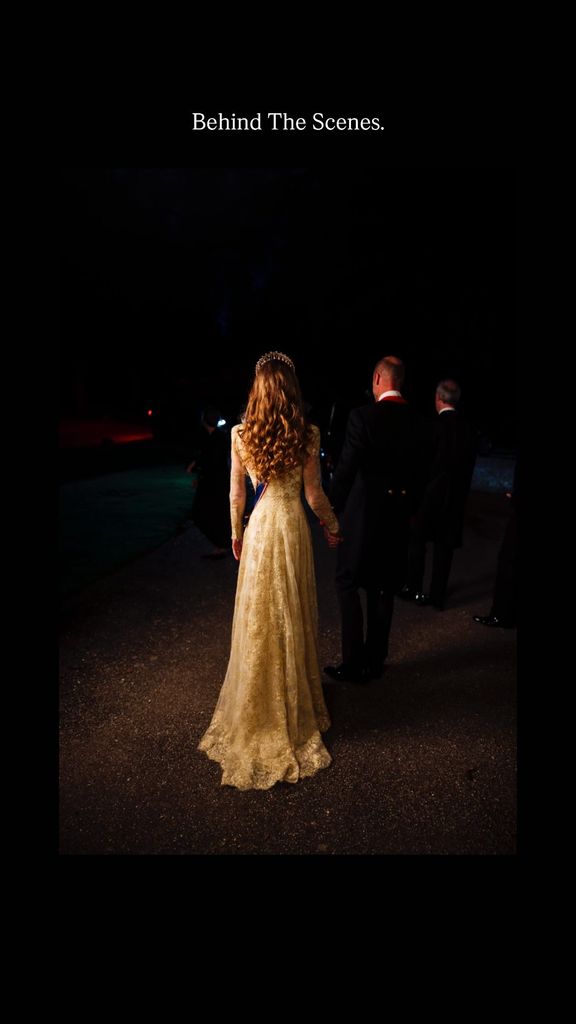 The Princess' in gold gown from behind