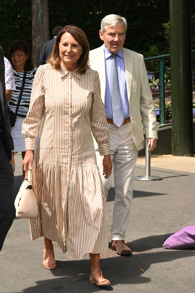 Carole Middleton and Michael Middleton attend day eight of the Wimbledon Tennis Championships