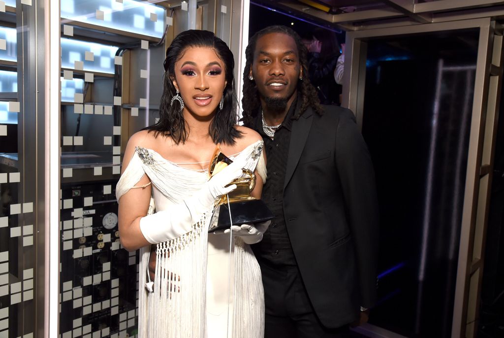 Cardi B, winner of Best Rap Album for 'Invasion of Privacy,' and Offset pose backstage during the 61st Annual GRAMMY Awards at Staples Center on February 10, 2019 in Los Angeles, California