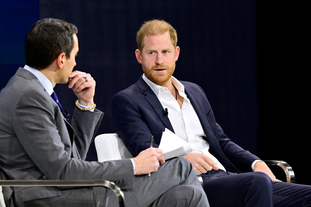 Prince Harry, Duke of Sussex, speaks onstage during The New York Times Dealbook Summit 2024 