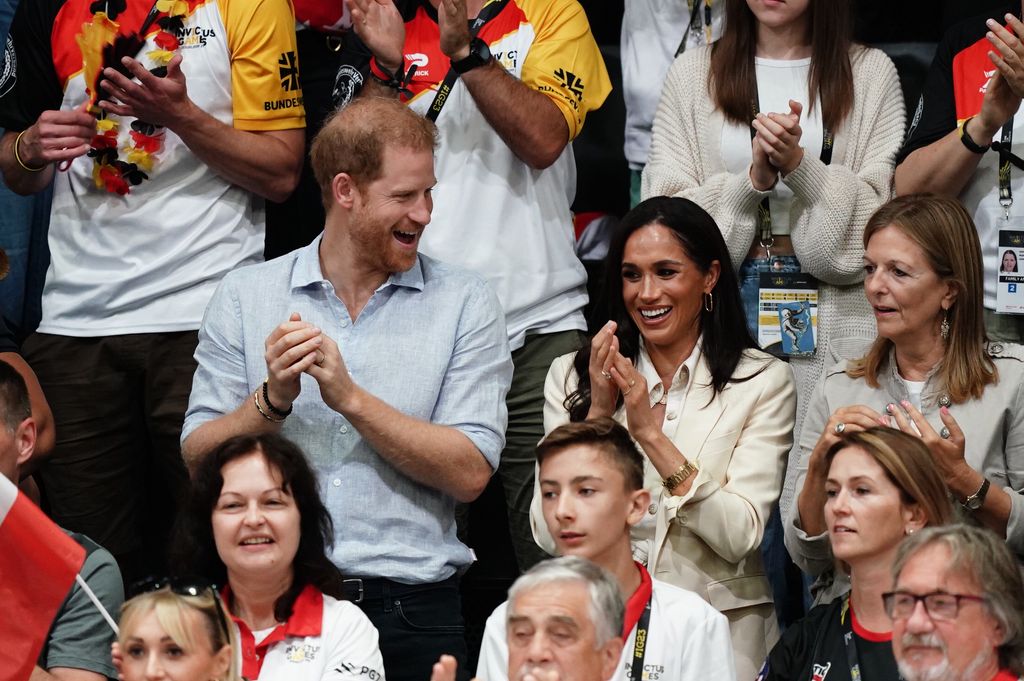 The Duke and Duchess applaud the competitors of sitting volleyball