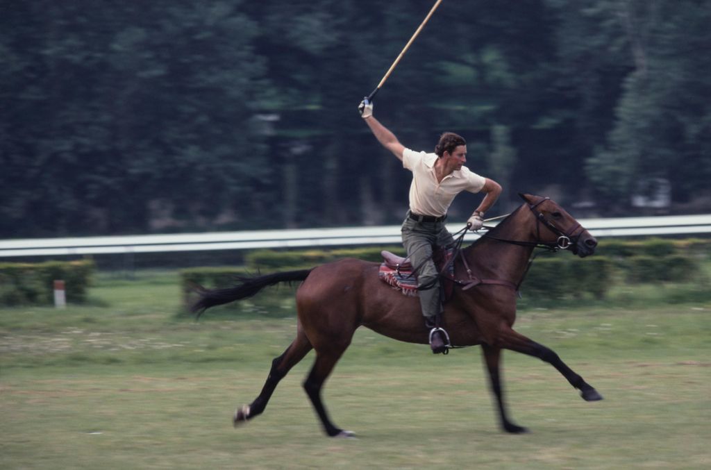 King Charles practising before a polo match in Deauville, France, 19th August 1978