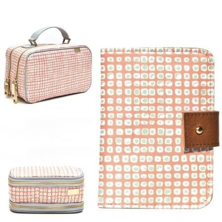 Kestrel's coated canvas and leather cases are as cute as they are useful. the orange dot print is just peachy, our and come in a variety of matchy matchy stowaways including this duo zip beauty case (2), passport holder (), and jewel box (). Available at www.anthropologie.com. Photos: Kestrel