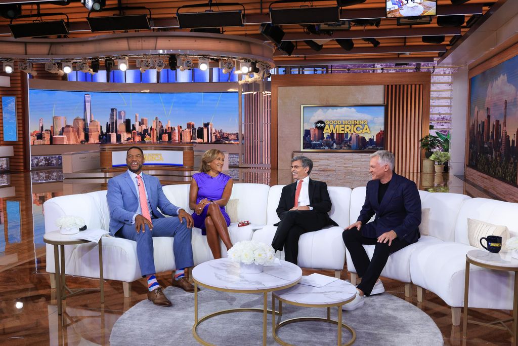 Robin Roberts (2L) on the set of Good Morning America 